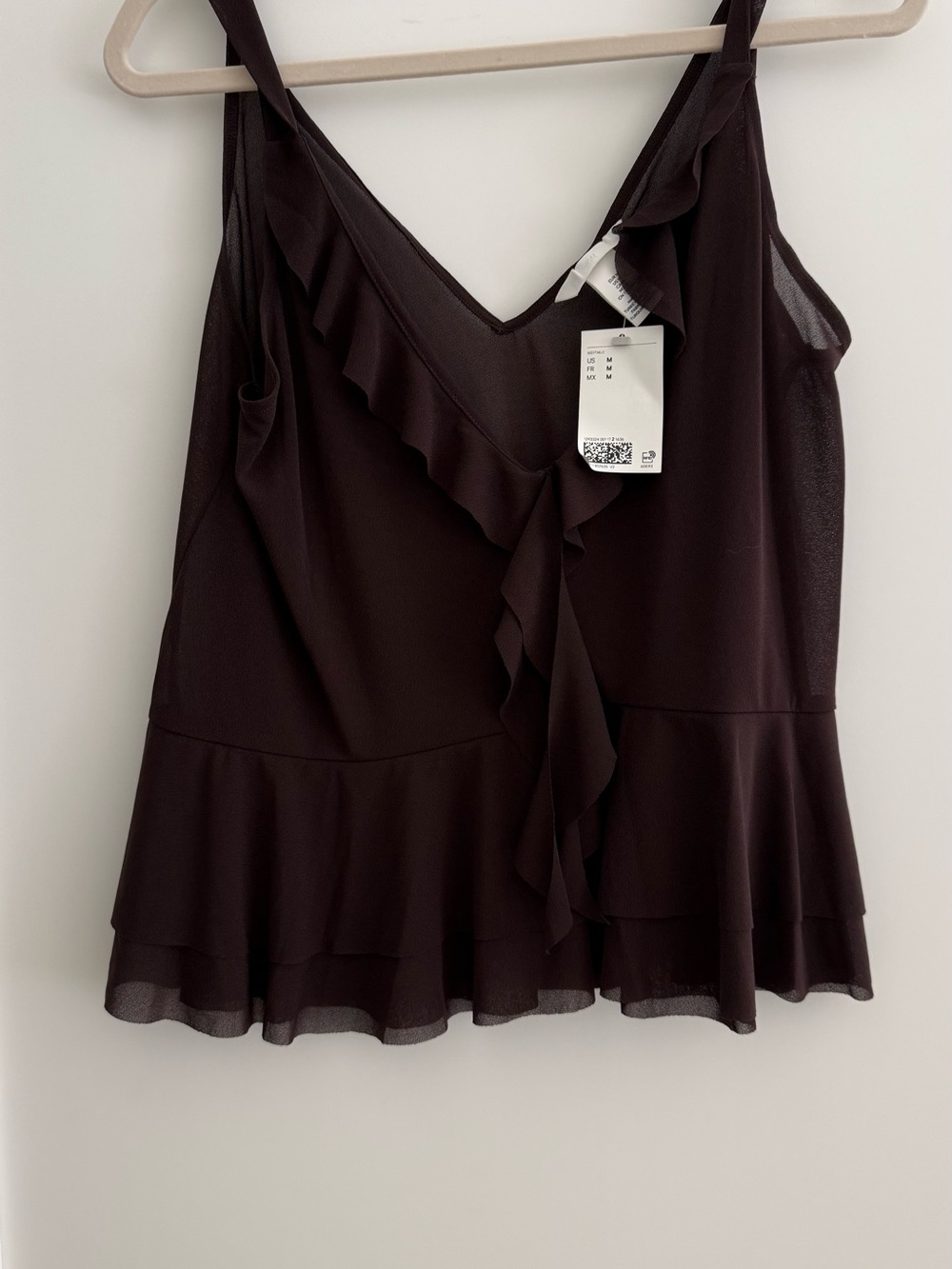 H&M espresso brown flouncy tank